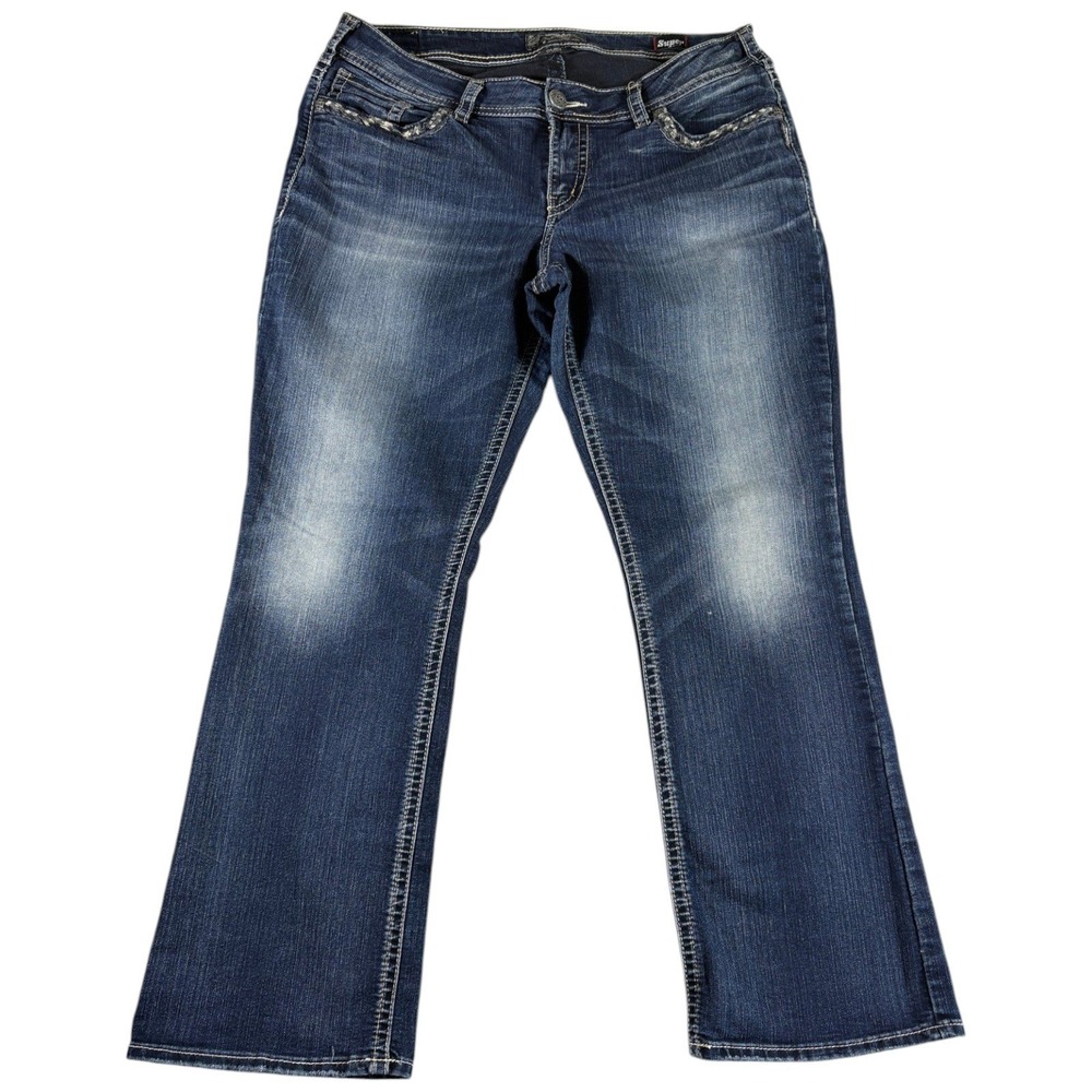 Silver Jeans Co. Suki Mid Slim Bootcut Jeans Womens 16/31 Blue Dark Wash Stretch